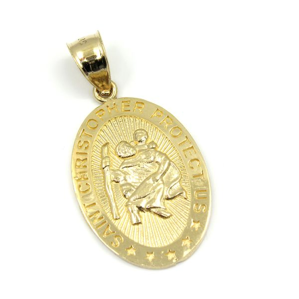 14k Yellow Gold Oval St. Christopher Medal Arezzo Jewelers Elmwood Park, IL