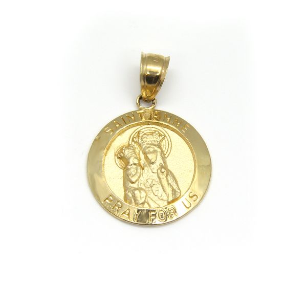 14kt Yellow Gold Round St. Anne Medal Arezzo Jewelers Elmwood Park, IL