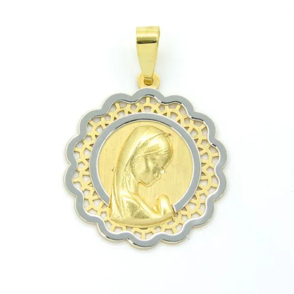 18k Two Tone Praying Mary Medal Arezzo Jewelers Elmwood Park, IL