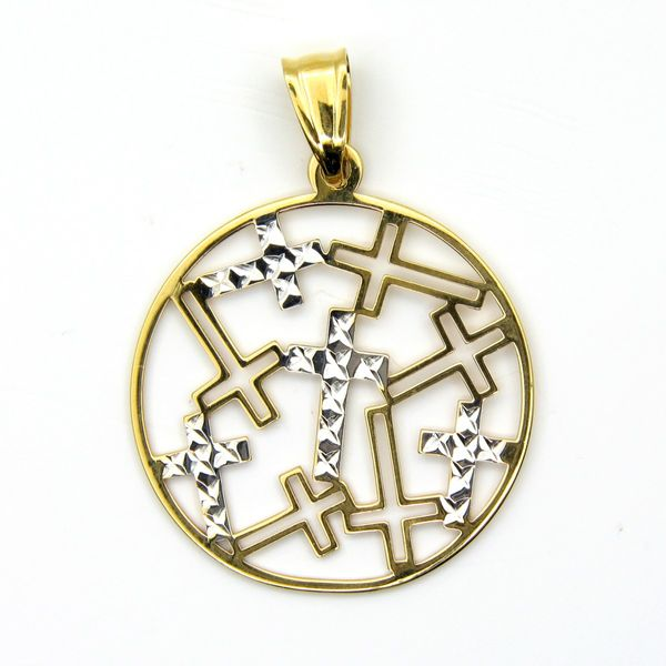 14k Two Tone Cross Collage Medal Arezzo Jewelers Elmwood Park, IL