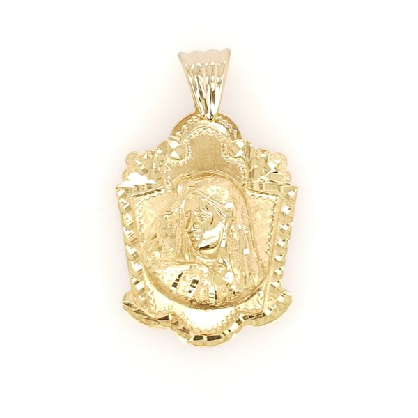 18k Yellow Gold Virgin Mary Medallion Arezzo Jewelers Elmwood Park, IL