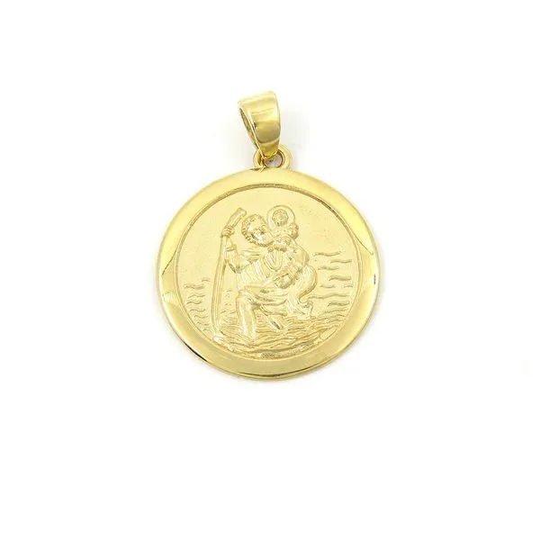 14k Yellow Gold St. Christopher Gold Medal, 18mm Arezzo Jewelers Elmwood Park, IL