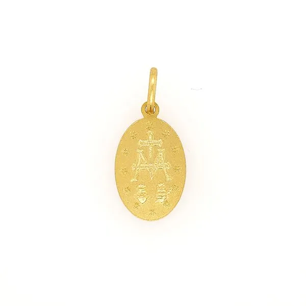 18k Yellow Gold Miraculous Mary Medal Image 2 Arezzo Jewelers Elmwood Park, IL