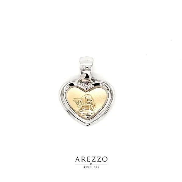 14k Two Tone Gold Gaurdian Angel Heart Medal Arezzo Jewelers Elmwood Park, IL