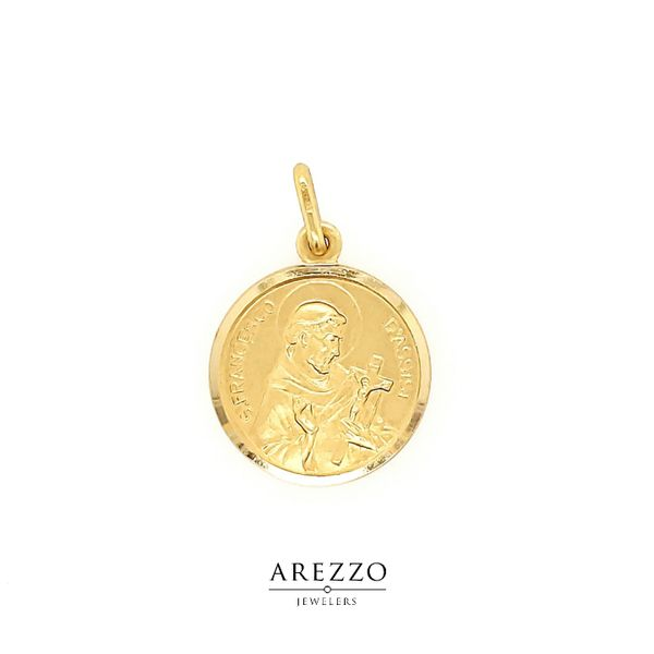 18K Yellow Gold St. Francesco Di Assisi Medal Arezzo Jewelers Elmwood Park, IL