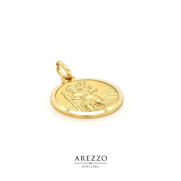 18k Yellow Gold St. Christopher Medal Image 2 Arezzo Jewelers Elmwood Park, IL