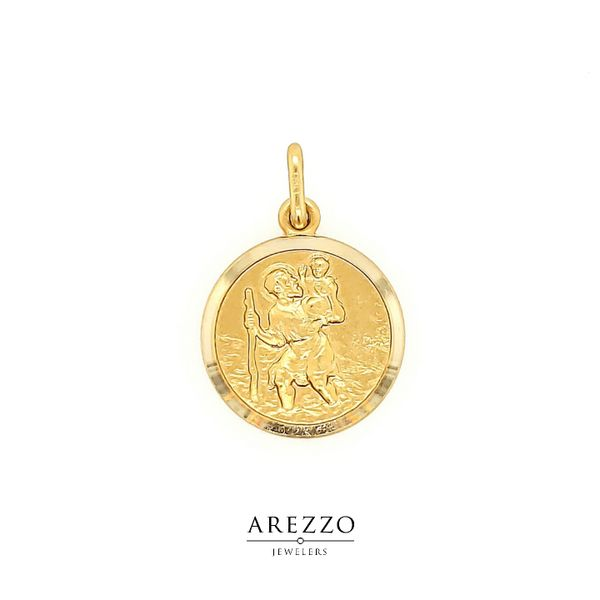 18k Yellow Gold St. Christopher Medal Arezzo Jewelers Elmwood Park, IL