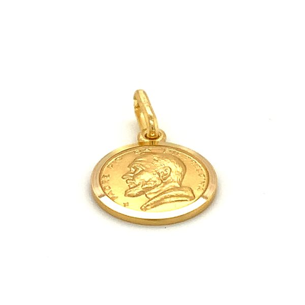 18k Yellow Gold Padre Pio Medallion - 13mm Image 2 Arezzo Jewelers Elmwood Park, IL