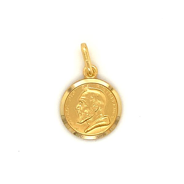 18k Yellow Gold Padre Pio Medallion - 13mm Arezzo Jewelers Elmwood Park, IL