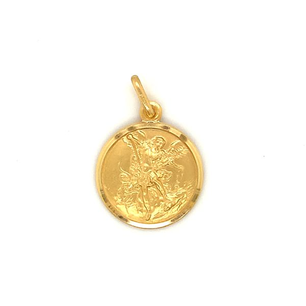 18k Yellow Gold St. Michael Medal Arezzo Jewelers Elmwood Park, IL