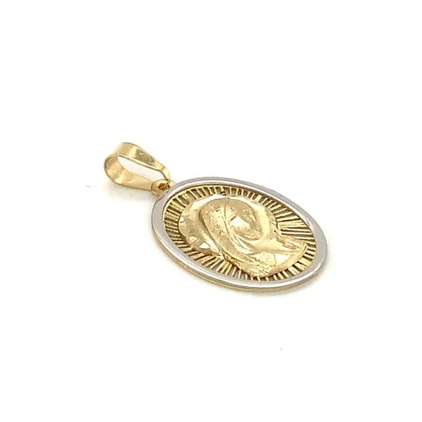 18 Karat Two Tone Gold Virgin Mary Medal Image 3 Arezzo Jewelers Elmwood Park, IL
