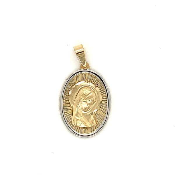 18 Karat Two Tone Gold Virgin Mary Medal Arezzo Jewelers Elmwood Park, IL