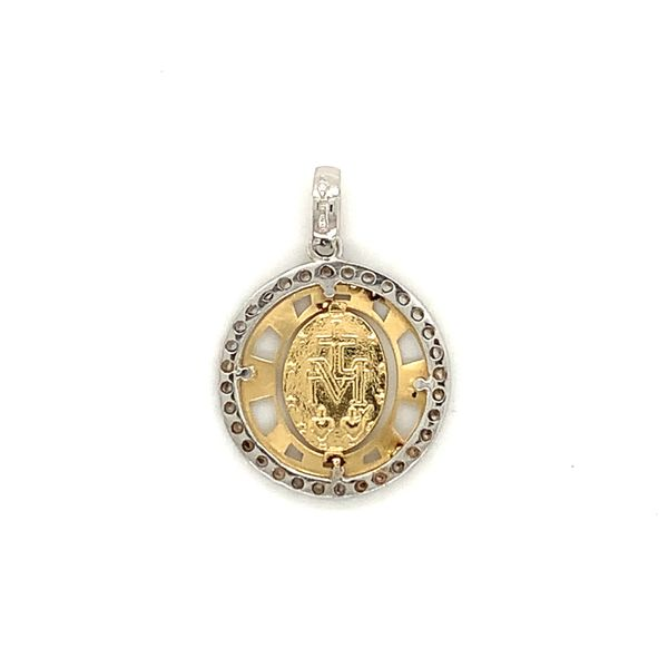 18k Two Tone Gold Miraculous Mary Medal with CZ Image 2 Arezzo Jewelers Elmwood Park, IL