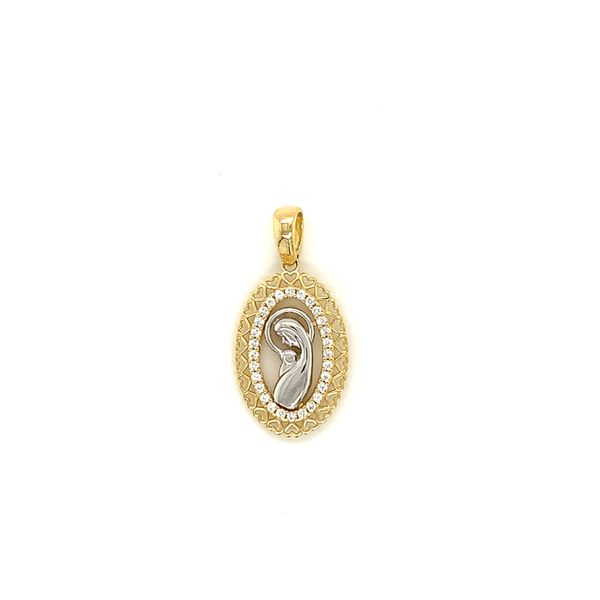 18k Two Tone Gold Praying Mary Reversible Medal Arezzo Jewelers Elmwood Park, IL