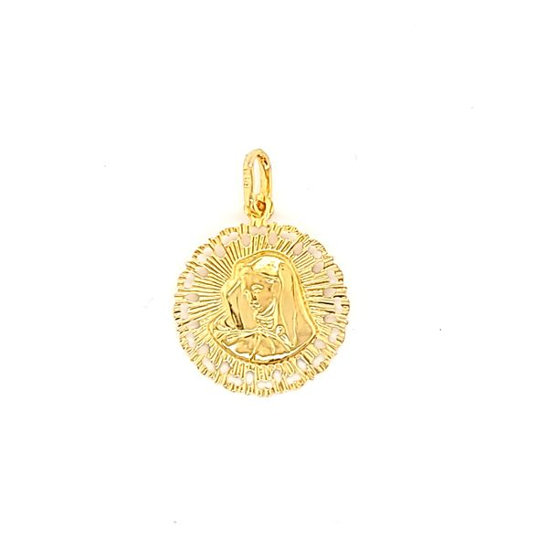 14k Yellow Gold Reversible Jesus & Virgin Mary Medal Image 2 Arezzo Jewelers Elmwood Park, IL