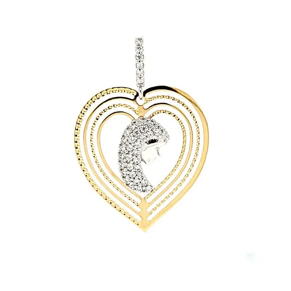 18k Gold Two Tone Heart Shaped Holy Mary Medal Arezzo Jewelers Elmwood Park, IL