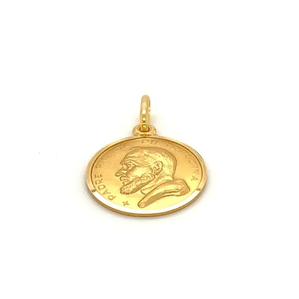 18k Yellow Gold Padre Pio Medal Image 4 Arezzo Jewelers Elmwood Park, IL