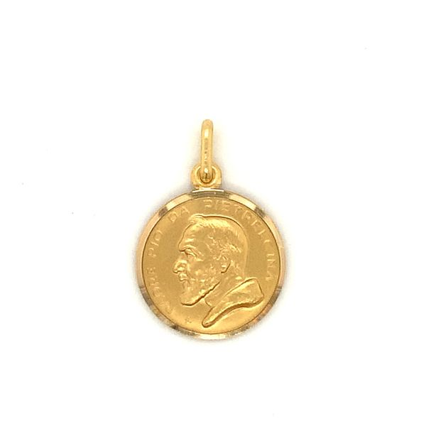 18k Yellow Gold Padre Pio Medal Arezzo Jewelers Elmwood Park, IL