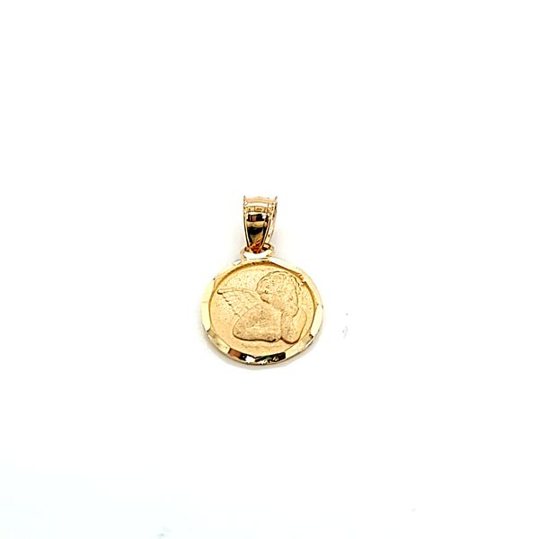 14k Yellow Gold 10mm  Gaurdian Angel Medal Image 2 Arezzo Jewelers Elmwood Park, IL