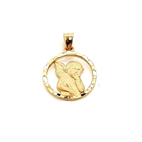 14k Yellow Gold Openwork Gaurdian Angel Medal Image 2 Arezzo Jewelers Elmwood Park, IL
