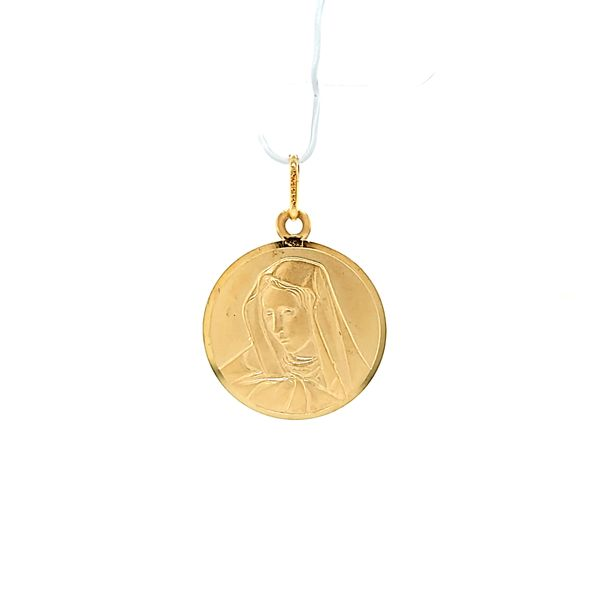 14k Yellow Gold 22mm Virgin Mary Medal Arezzo Jewelers Elmwood Park, IL