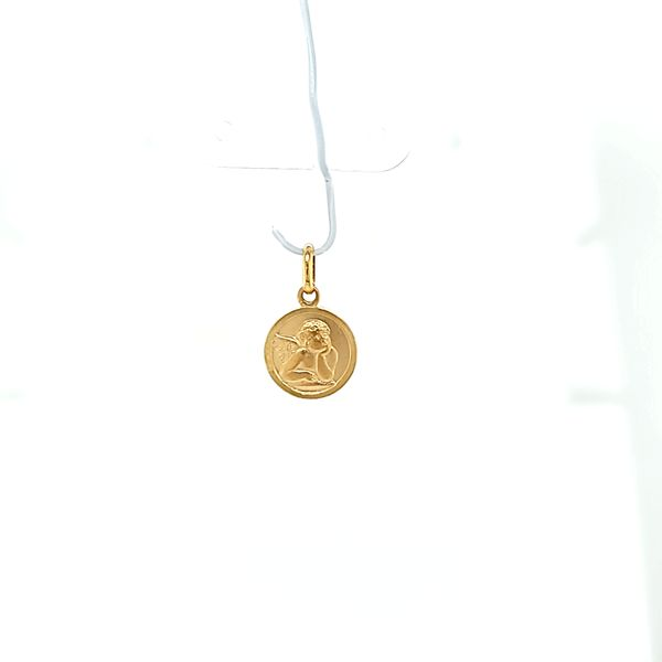 14k Yellow Gold Petite Gaurdian Angel / Holy Cherub Medal Arezzo Jewelers Elmwood Park, IL