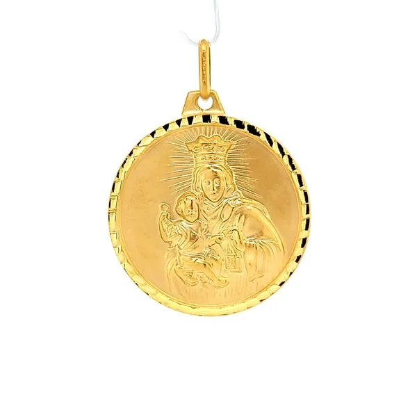 14k Yellow Gold Reversible Religious Medal Image 2 Arezzo Jewelers Elmwood Park, IL