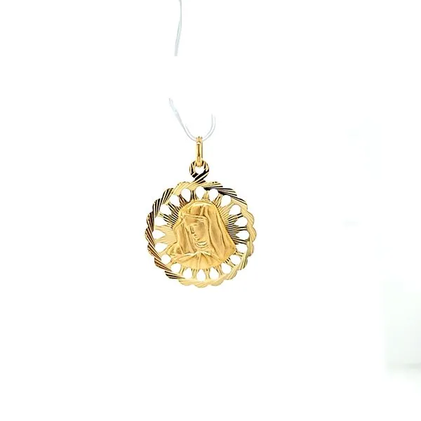 14k Yellow Gold Reversible Religious Medal Image 2 Arezzo Jewelers Elmwood Park, IL