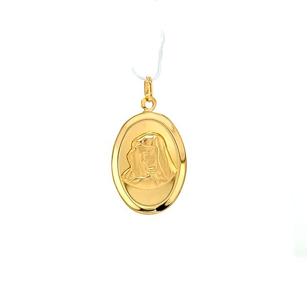 18k Yellow Gold Virgin Mary Medal Image 2 Arezzo Jewelers Elmwood Park, IL