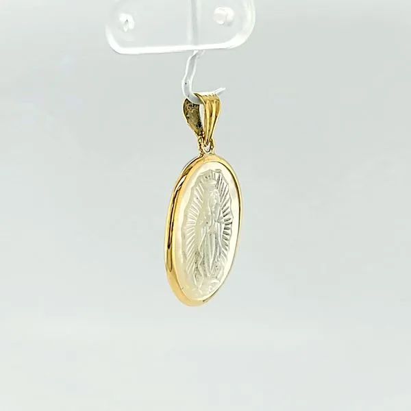 14kt Yellow Gold Mother of Pearl Lady of Guadalupe Medal Image 2 Arezzo Jewelers Elmwood Park, IL