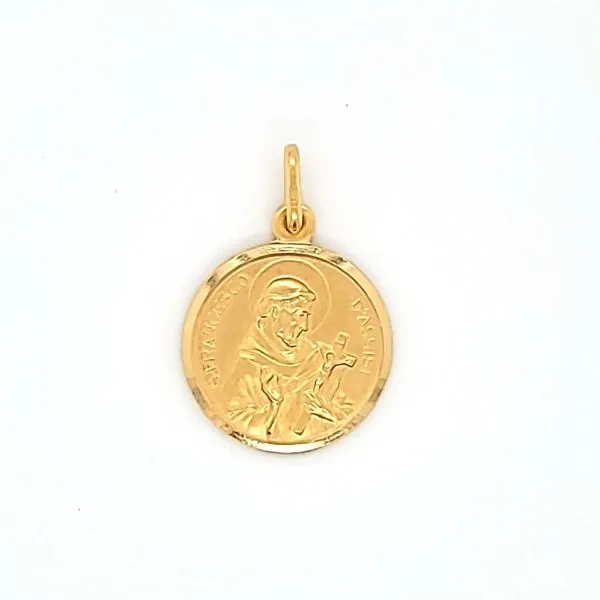18k Yellow Gold St. Francis of Assisi Gold Medal Arezzo Jewelers Elmwood Park, IL