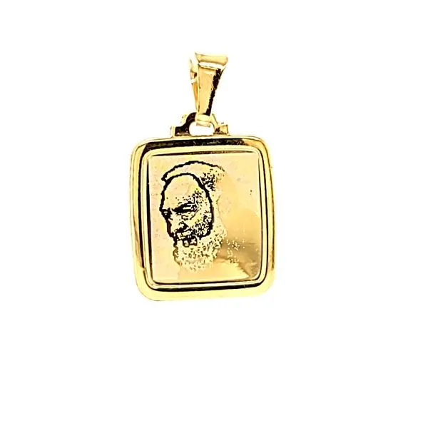 18k Yellow Gold Padre Pio Medal Arezzo Jewelers Elmwood Park, IL