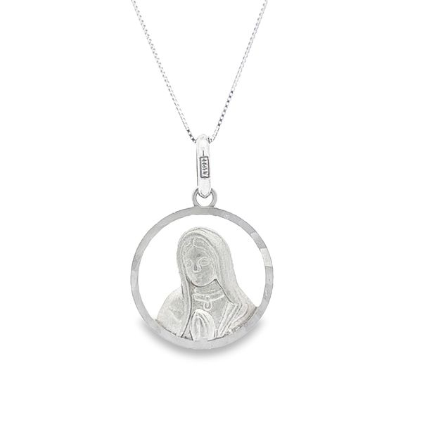 14 Karat White Gold Virgin Mary Necklace Arezzo Jewelers Elmwood Park, IL