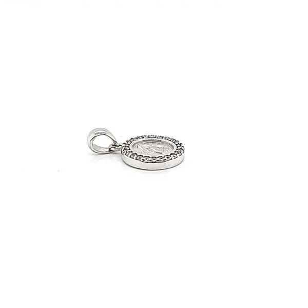 14k White Gold 10.5mm CZ Angel Medal Image 3 Arezzo Jewelers Elmwood Park, IL