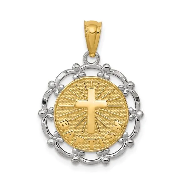 14k Two Tone Gold Baptism Medal Arezzo Jewelers Elmwood Park, IL