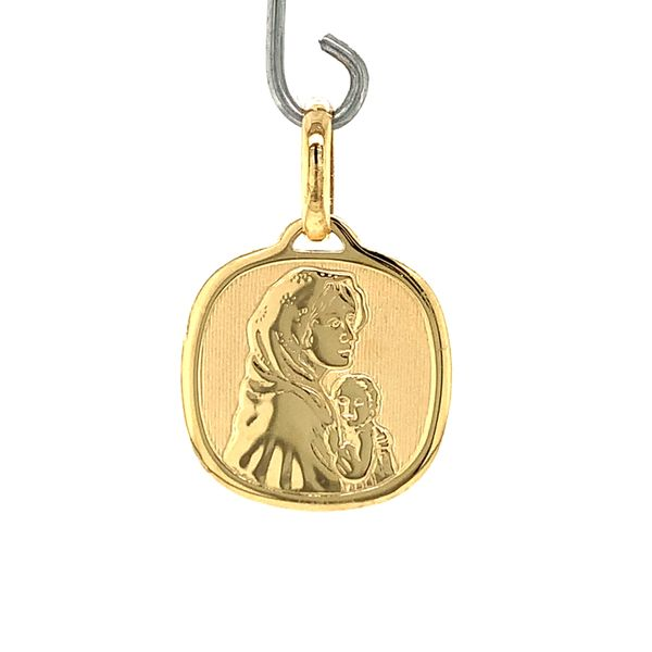 18k Yellow Gold Blessed Mother and Child Medal Arezzo Jewelers Elmwood Park, IL