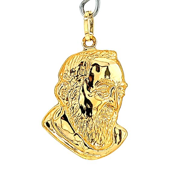 18k Yellow Gold Padre Pio Hollow Medal Image 2 Arezzo Jewelers Elmwood Park, IL