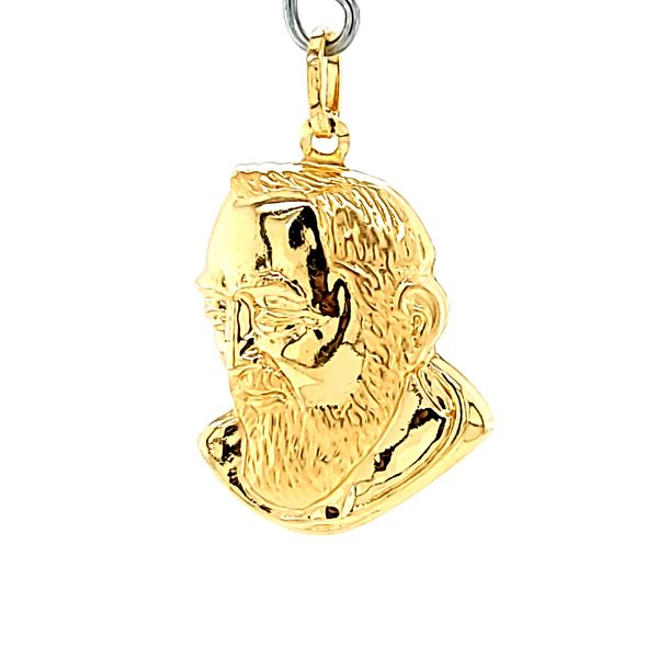 18k Yellow Gold Padre Pio Hollow Medal Arezzo Jewelers Elmwood Park, IL