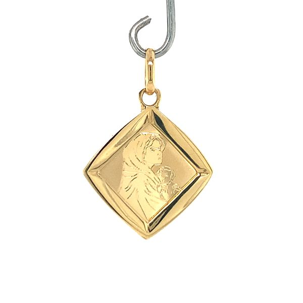 18k Yellow Gold Blessed Mother and Child Medal Arezzo Jewelers Elmwood Park, IL