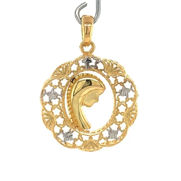 18k Two Tone Gold Blessed Mother Mary Medal Arezzo Jewelers Elmwood Park, IL
