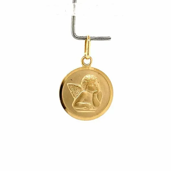 14k Yellow Gold 14.5mm Guardian Angel Medal Arezzo Jewelers Elmwood Park, IL