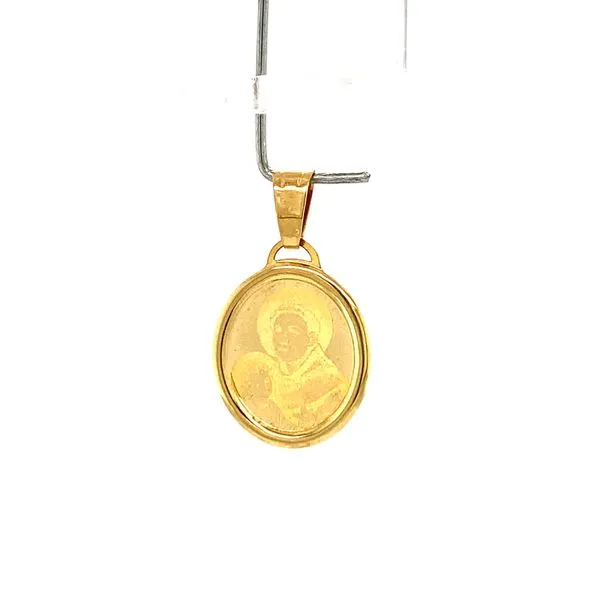 14k Yellow Gold Blessed Mother and Child Medal Image 2 Arezzo Jewelers Elmwood Park, IL