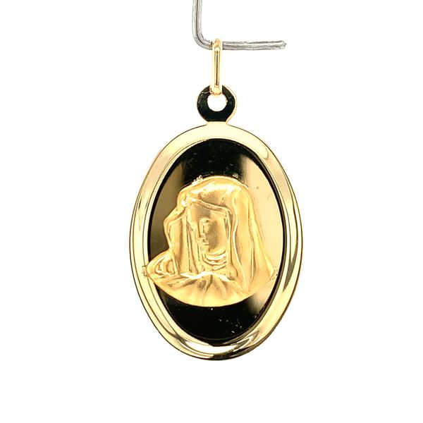 14k Yellow Gold 30mm Virgin Mary Medal Image 2 Arezzo Jewelers Elmwood Park, IL
