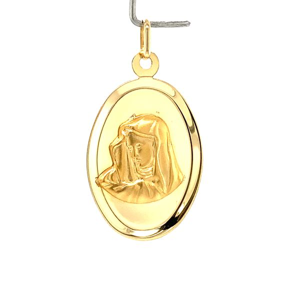 14k Yellow Gold 30mm Virgin Mary Medal Arezzo Jewelers Elmwood Park, IL