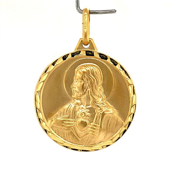 14k Yellow Gold Holy Scapular & Sacred Heart Medal Image 2 Arezzo Jewelers Elmwood Park, IL