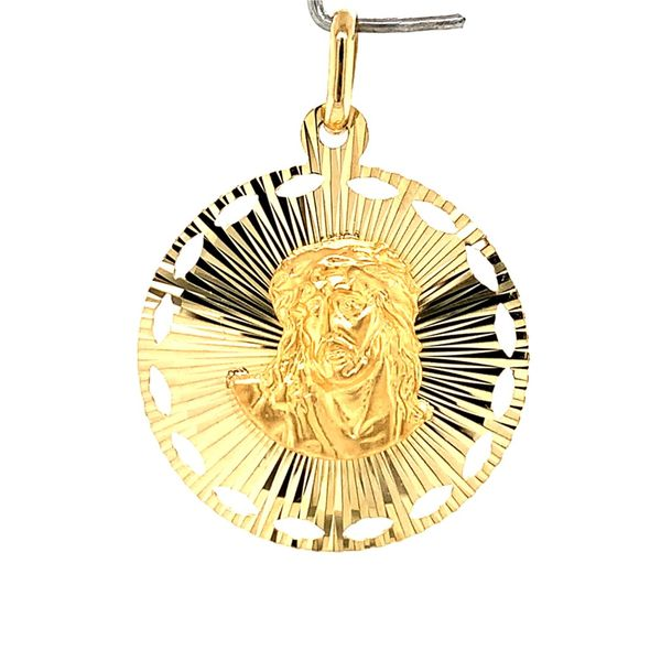 14k Yellow Gold Reversible Mary & Jesus Medal Image 2 Arezzo Jewelers Elmwood Park, IL