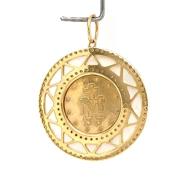 14k Yellow Gold Miraculous Mary Medal Image 2 Arezzo Jewelers Elmwood Park, IL