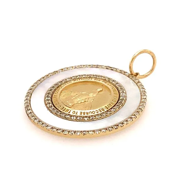 14k Yellow Gold Miraculous Mary Medal Image 4 Arezzo Jewelers Elmwood Park, IL