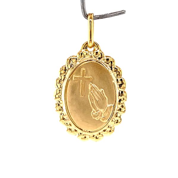 14k Yellow Gold Praying Hands Medal Arezzo Jewelers Elmwood Park, IL