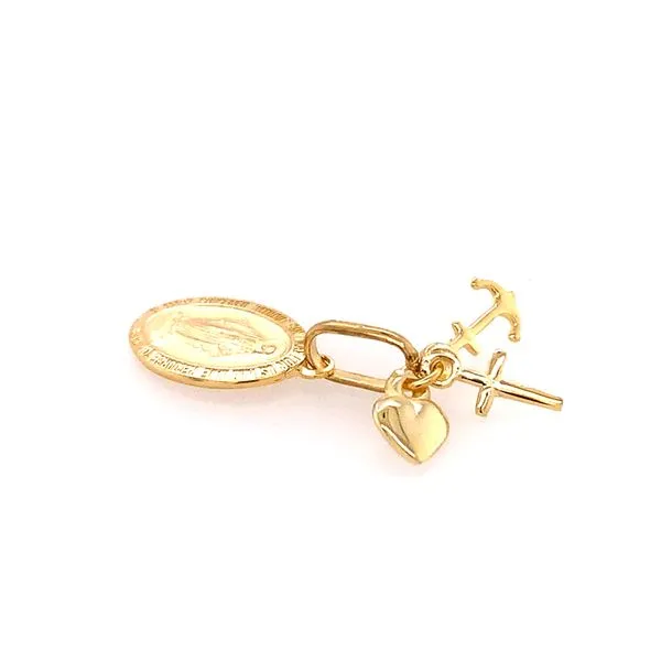 14k Yellow Gold Miraculous Faith, Hope and Love Charm Image 2 Arezzo Jewelers Elmwood Park, IL